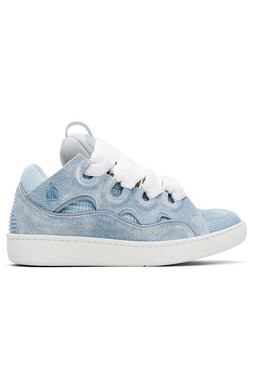 Кроссовки из кожи с эффектом денима Curb Lanvin, синий 251254m237008 | denim blue