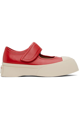 Кожаные кроссовки в стиле Mary Jane Marni, красный 251379f118002 | crimson