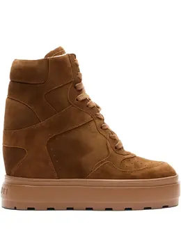 Casadei 80mm lace-up wedge-heel sneakers 30711356