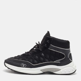 Valentino Black Mesh, Suede and Leather Mid Top Sneakers Size 38 1194757