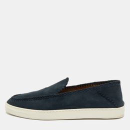 Giorgio Armani Navy Blue Suede Galleria Slip On Sneakers Size 42 1193993