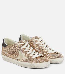 Суперзвёздные кроссовки с блёстками Golden Goose, Gold Glitter / Cream Suede p00938487 | gold glitter / cream suede
