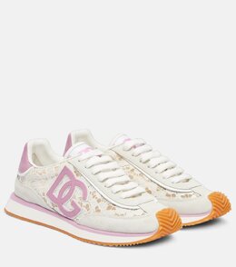 DG Кроссовки с мягкой стелькой и кожаными вставками Dolce & Gabbana, Bianco/Rosa p01075336 | bianco/rosa