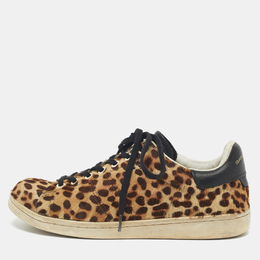 Isabel Marant Brown/Black Leopard Print Pony Hair And Leather Sneakers Size 37 1194139