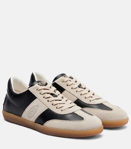 Кожаные и замшевые кроссовки Tod's, Mastice+Biancolatte p01074012 | mastice+biancolatte