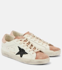 Супер Стар кожаные кроссовки с блестками Golden Goose, Milk/Pink/Dark Blue p00987951 | milk/pink/dark blue