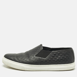 Gucci Black MicroGuccissima Leather Slip On Sneakers Size 46.5 1192525
