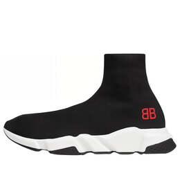 Кроссовки speed sneakers 'black knit with red bb logo' Balenciaga, черный 514218w05g01000 | black/white/red