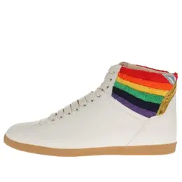 Кроссовки lace up high top 'rainbow heel collar' Gucci, белый 473375-dopo0-9080 | white/rainbow