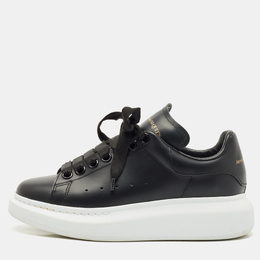 Alexander McQueen Black Leather Oversized Low Top Sneakers Size 35.5 1197370