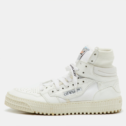 Off-White White Leather and Canvas 3.0 Off Court High Top Sneakers Size 37 1198032