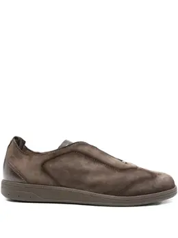 Кожаные кеды без застежек Santoni, коричневый 31541149 | коричневый