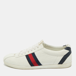 Gucci White Guccissima Leather Web Detail Low Top Sneakers Size 39 1200799