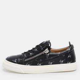 Giuseppe Zanotti Black Logo Print Leather Frankie Low Top Sneakers Size 39 1200048