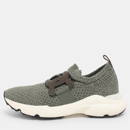 Tod's Green Stretch Knit Fabric Kate Slip On Sneakers Size 39 1201284