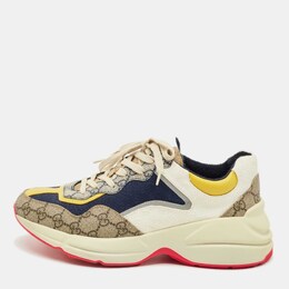 Gucci Multicolor GG Supreme Canvas Rhyton Sneakers Size 41 1202400