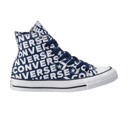 Кроссовки Converse Chuck Taylor All Star High 'Navy Wordmark', синий 163952c | navy/white/white