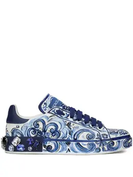 Кеды Portofino с принтом Majolica Dolce & Gabbana, синий 18475495 | синий
