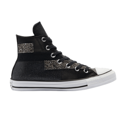 Кроссовки Converse Wmns Chuck Taylor All Star High 'Black Glitter', черный 569427c | black/lemon venom/white