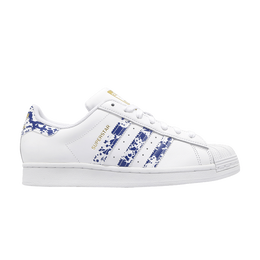Кроссовки Adidas Superstar 'White Blue Splatter', белый fy7713 | cloud white/blue/gold metallic
