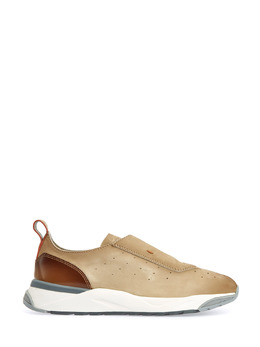 Santoni Кроссовки ручной работы из нубука и гладкой кожи Velatura 262145