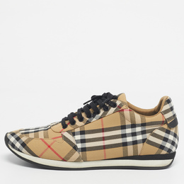Burberry Beige/White Check Canvas Low Top Sneakers Size 42 1205808