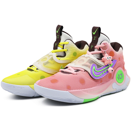 Nike Баскетбольные кроссовки KD Trey 5 X EP с низким верхом, износостойкие, мужские, розовые, желтые, непарные dj7554-014（team91-杜兰特 派海） | pink yellow mismatched