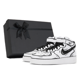 Nike Кроссовки Air Force 1 для скейтбординга, устойчивые к истиранию, средней высоты, белые, черные, мужские cw2289-111(team210-旁白s-box) | white