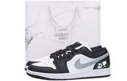 Jordan Баскетбольные кроссовки Air 1 Anti-Slip с низким верхом, износостойкие, мужские, черно-серые 553558-131(team59-男款黑灰六sbox) | black gray