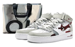 Nike Кроссовки Air Force 1 '07 Air Force 1 Mid Top для скейтбординга, мужские, серо-красные cw2289-111(team131-色彩构成s2) | gray red