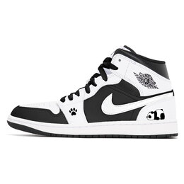 Jordan Баскетбольные кроссовки Air 1 Durable с влагопоглощающим покрытием и высоким голенищем, мужские, черно-белые dq8426-132(team210-熊猫爬爬） | black white