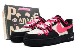 Nike Низкие кроссовки для скейтбординга Air Force 1 Low 07, мужские, черно-розовые cw2288-001(team53-男款漫游少女） | bright pink