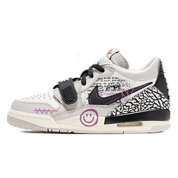 Jordan Баскетбольные кроссовки Legacy 312 Vintage, женские, низкие, серо-белые cd9054-101(team10-笑脸) | black white gray