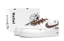 Nike Кроссовки Air Force 1 с низким верхом для скейтборда, устойчивые к истиранию, белые, коричневые, мужские 315122-111(team18-线条棕色) | line brown-box