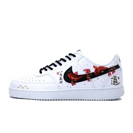 Nike Кроссовки для скейтбординга Court Vision 1, мужские, низкие, черные/белые/красные/золотые dh2987-101（team390-招财斗金) | black white red gold