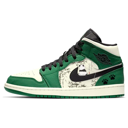 Jordan Баскетбольные кроссовки Air 1 Vintage, мужские, средний верх, белые/зеленые 852542-301(team56-国风熊猫) | green