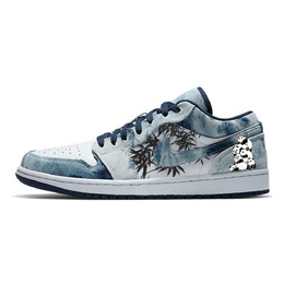 Jordan Баскетбольные кроссовки Air 1 Durable Breathable Low Top Vintage, мужские, белые, синие cz8455-100(team10-熊猫叠叠乐) | blue