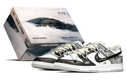 Nike Кроссовки для скейтбординга Dunk, легкие, противоскользящие и износостойкие, мужские, черные, белые, серые dd1391-103(teama-黑灰笑脸s-box) | black white gray