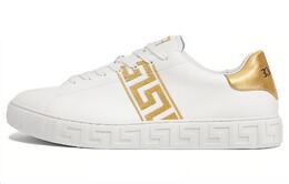 Кожаные кроссовки с вышитым узором Greca Versace, белый 1014460-1a00776_2w110 | white