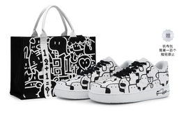 Nike Кроссовки Air Force 1 811 Manufacture Puppy Puzzle Limited Edition с низким верхом для скейтборда, мужские, черно-белые cw2288-111(team80-男狗狗拼图s-box) | black white