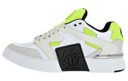 Philipp Plein Низкие кроссовки для скейтбординга, мужские, белые, зеленые sads-msc3913-ple010n_0129 | white green