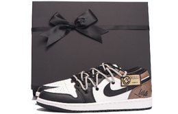 Jordan Баскетбольные кроссовки Air 1 Slip-Resistant Coverage Low-Top Vintage, мужские, черно-коричневые 553558-132(team拾伍-男款黑拼棕泼墨sbox) | umber