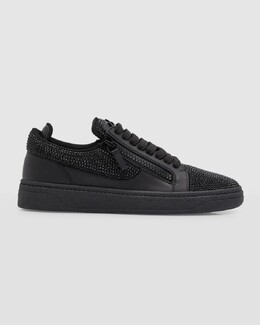 Мужские Низкие Кожаные Кроссовки GZ 94 Crystal Giuseppe Zanotti prod262060142 | nero