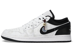 Jordan Баскетбольные кроссовки Air 1 Low-Top Vintage, мужские, черно-белые 553558-132(team拾柒-男款低帮黑丝绸球鞋) | black white