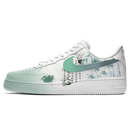 Nike Кроссовки Air Force 1 с низким верхом, противоскользящие и износостойкие, быстросохнущие, мужские, белые, зеленые cw2288-111(team10-熊猫书法) | white green