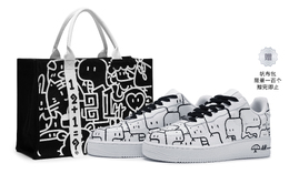 Nike Кроссовки для скейтбординга Air Force 1, мужские, низкие, черно-белые cw2288-111(team80-男款圈圈蛇s-box) | black white