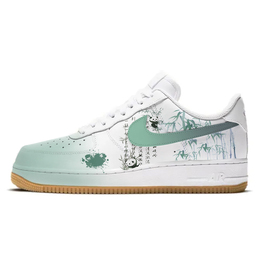 Nike Кроссовки Air Force 1 с низким верхом, противоскользящие, износостойкие, для скейтбординга, мужские, белые, зеленые dj2739-100(team10-熊猫书法) | white green