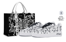 Nike Кроссовки для скейтбординга Air Force 1 мужские, низкие, черно-белые cw2288-111(team80-男款鼠鼠我呀s-box) | black white