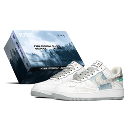 Nike Air Force 1 Антискользящие Износостойкие Низкие Кроссовки для Скейтбординга Мужские Серо-Голубые fj4146-100(teama-涂鸦s-box) | gray blue
