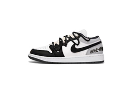 Jordan Баскетбольные кроссовки Air 1 Puppy Fragment Low-Top Vintage, мужские, черные, белые, серые 553558-131(team85-烟灰战士) | black white gray